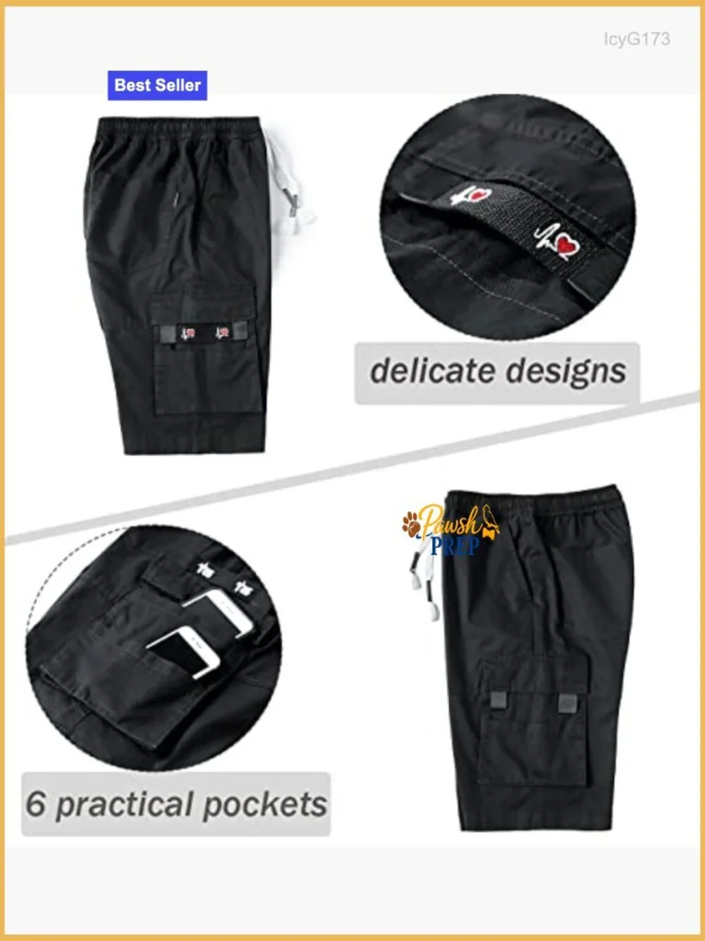 Women's Cotton Cargo Bermuda Shorts 6 Pockets Elastic Waist